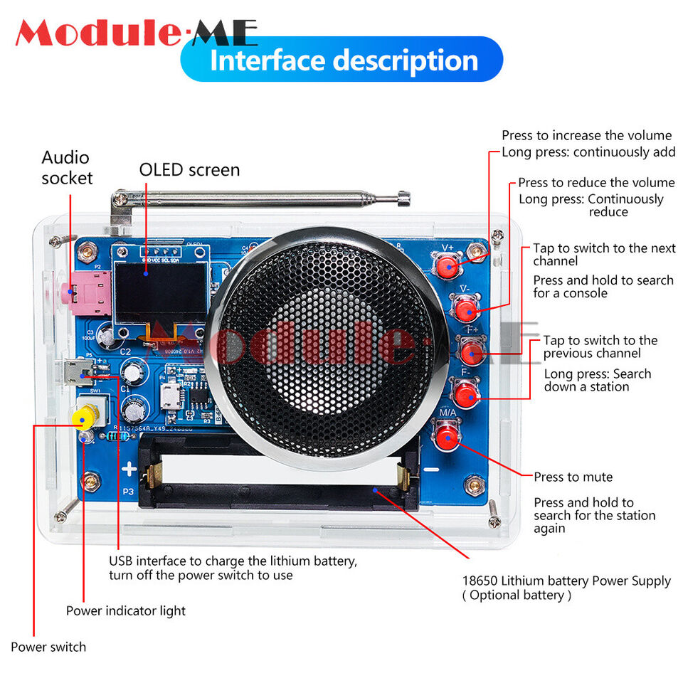 DIY FM Radio Electronic Kit - 87-108MHz - Soldering Project